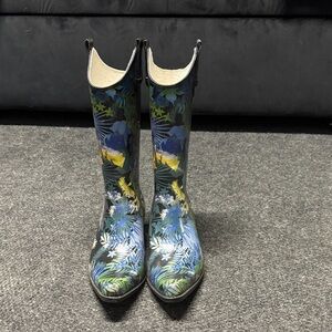 Floral Patterned Women's Rain Boots Boots